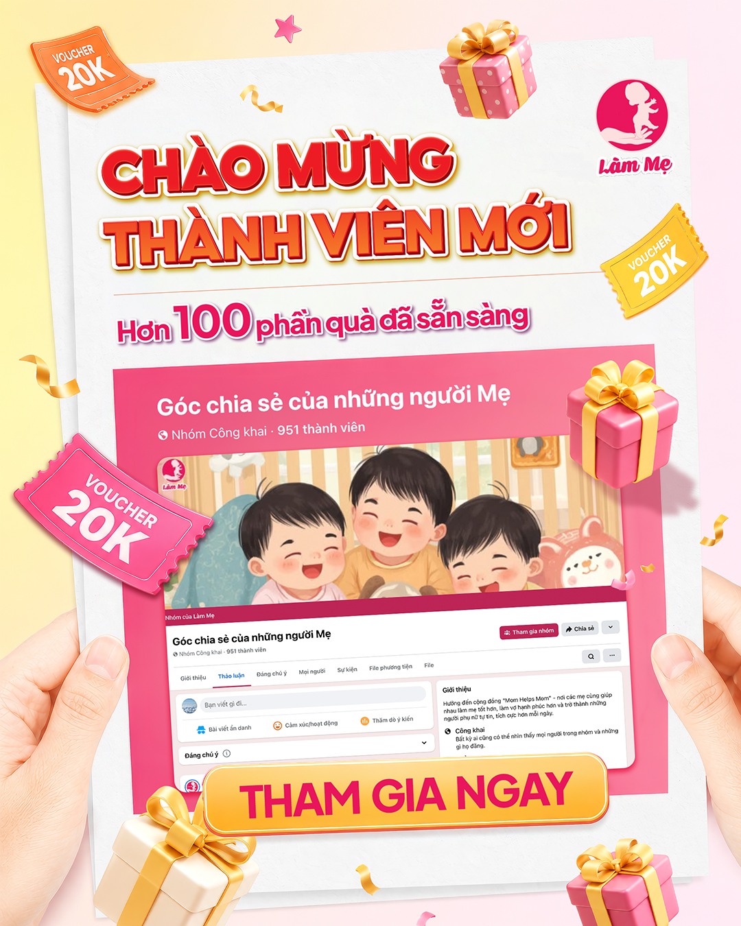 GÓC LÀM MẸ GỬI QUÀ CHÀO MỪNG THÀNH VIÊN MỚI